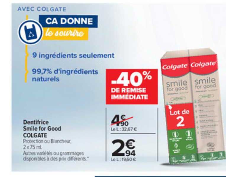 dentifrice smile for good colgate -40% de remise immédiate