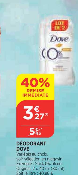 Déodorant Dove 40% De Remise Immédiate