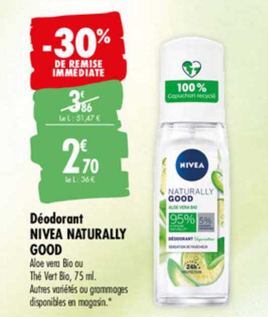 déodorant nivea naturally good -30% de remise immédiate
