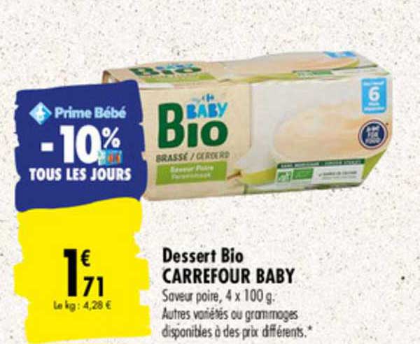 Dessert Bio Carrefour Baby