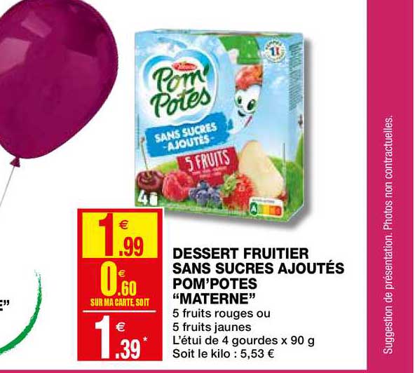 Dessert Fruitier Sans Sucres Ajoutés Pop'potes Materne