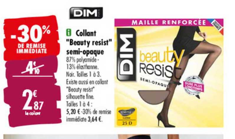 dim collant "beauty resist" semi opaque -30% de remise immédiate