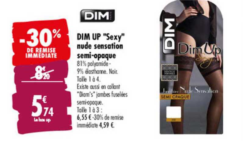 dim up "sexy" nude sensation semi opaque -30% de remise immédiate