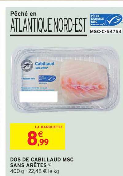 dos de cabillaud msc sans arêtes