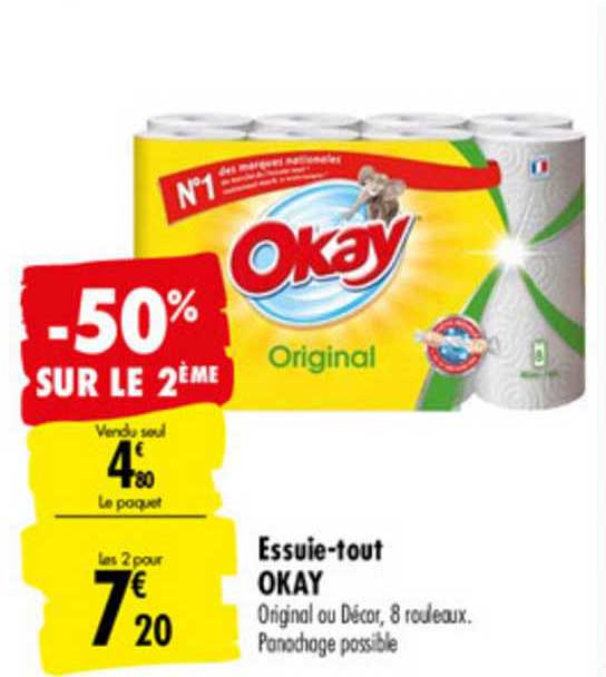essuie tout okay -50% sur le 2ème