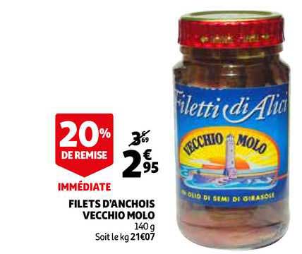 filets d'anchois vecchio molo 20% remise immédiate
