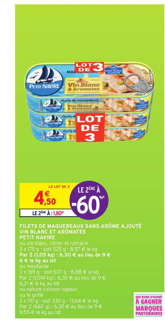 Filets De Maquereaux Sans Arôme Ajouté Vin Blanc Et Aromates Petit Navire Le 2ème à -60%