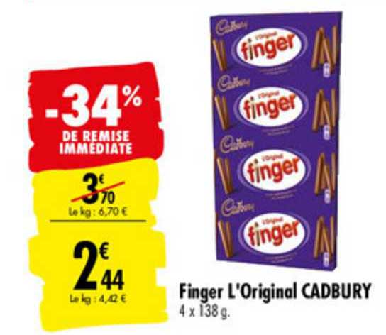 finger l'original cadbury -34% de remise immédiate