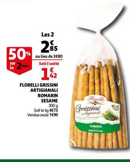 florelli grissini artigianali romarin sesame 50% sur la 2ème
