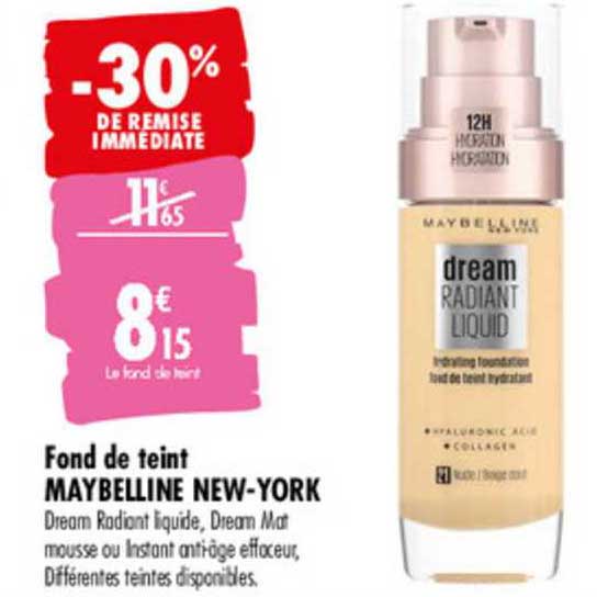 fond de teint maybelline new york -30% de remise immédiate
