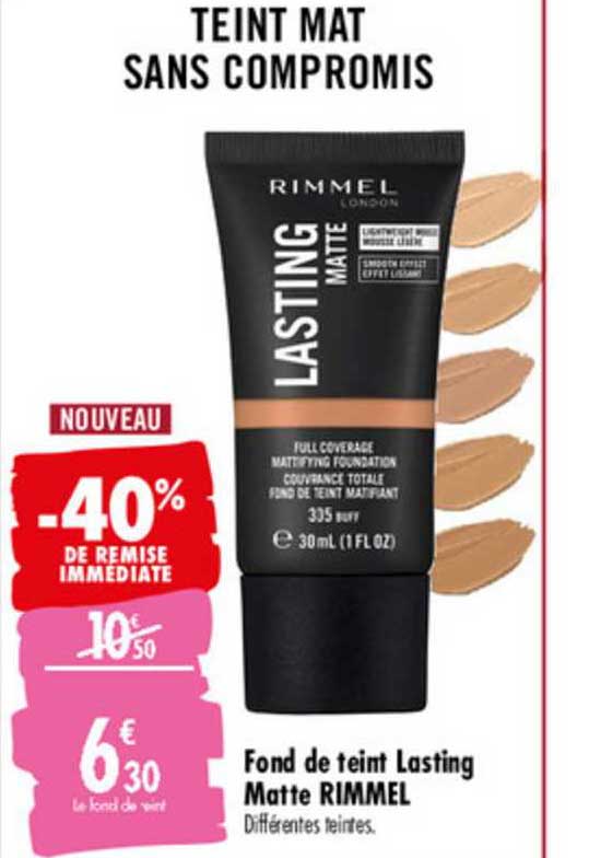 font de teint lasting matte rimmel -40% de remise immédiate