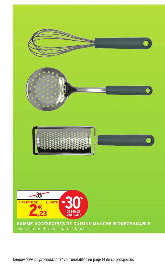 gamme accessoires de cuisine manche biodegradable -30% de remise immédiate