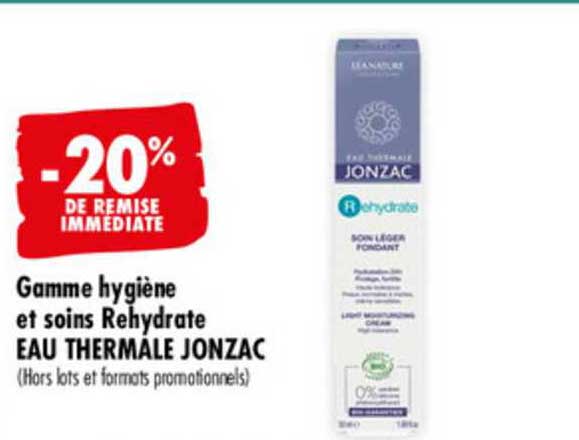 gamme hygiène et soins rehydrate eau thermale jonzac -20% de remise immédiate