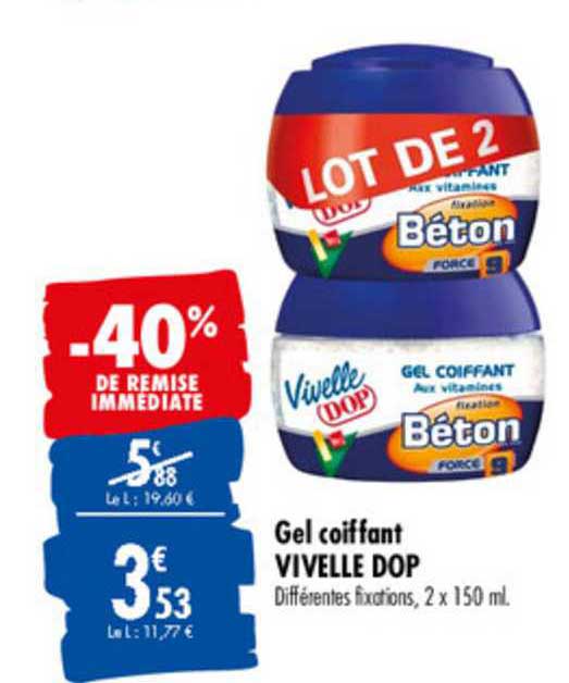 gel coiffant vivelle dop -40% remise immédiate