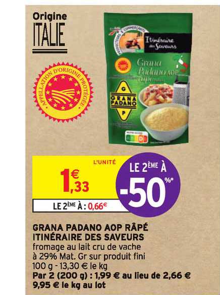 Grana Padano Aop Râpé Itinéraires Des Saveurs Le 2ème à -50%