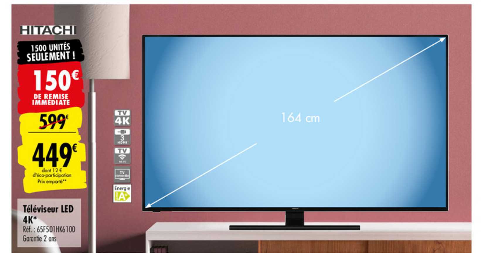 Hitachi Téléviseur Led 4k 65f501hk6100