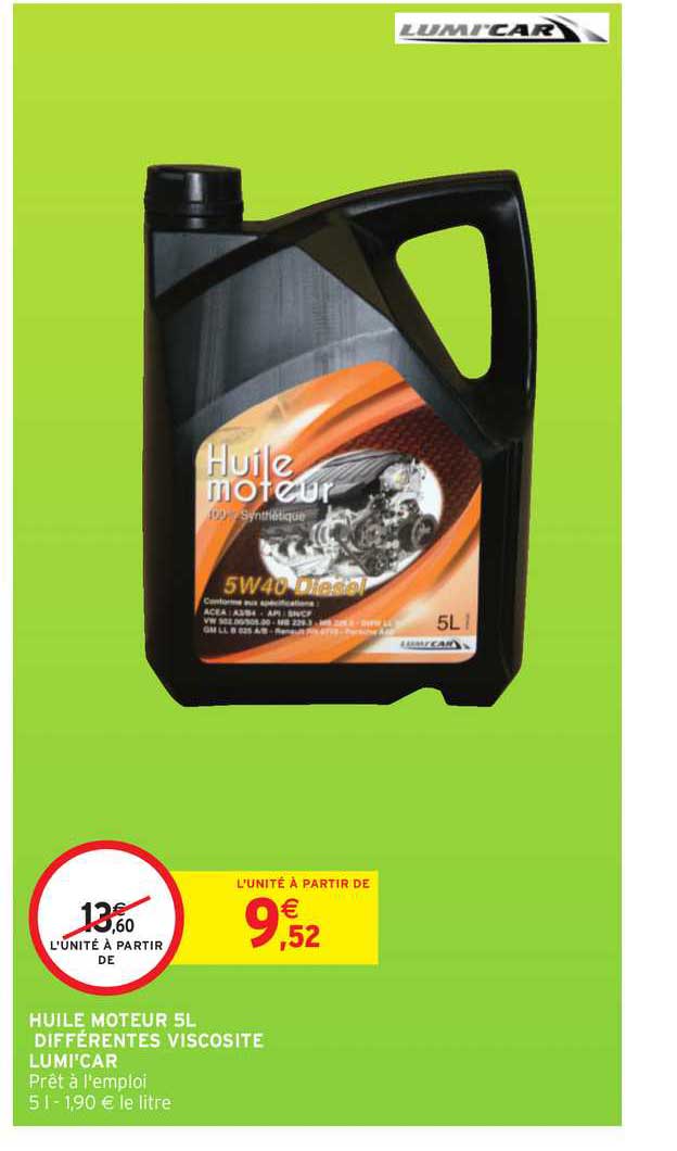 huile moteur 5l différentes viscosité lumi'car