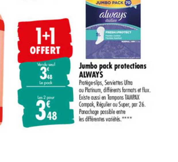 Jumbo Pack Protections Always 1+1 Offert