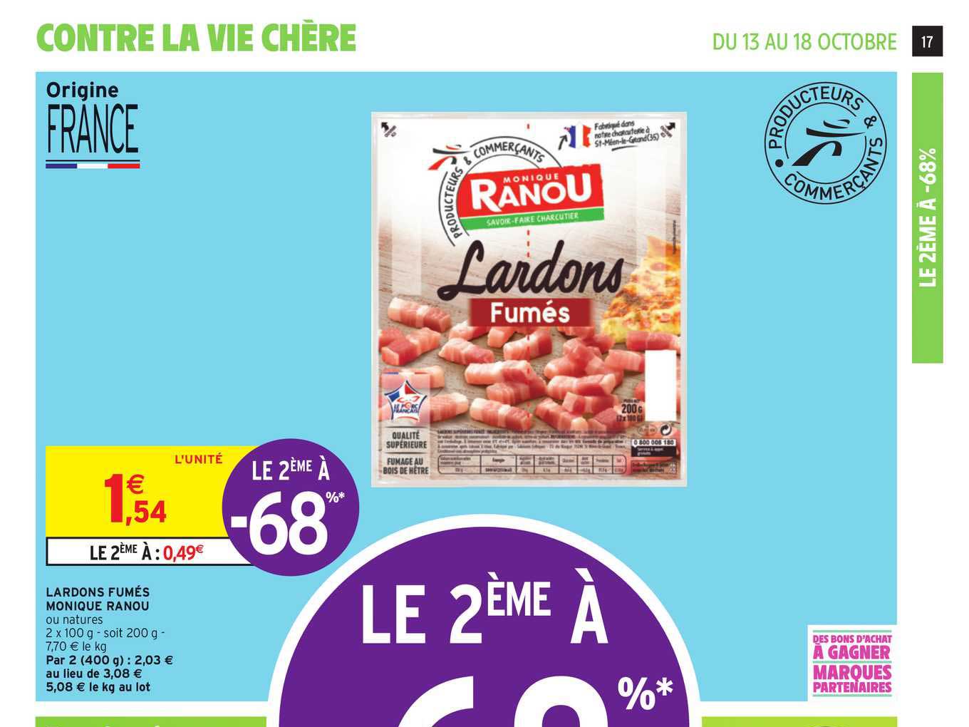 lardons fumés monique ranou le 2ème à -68%