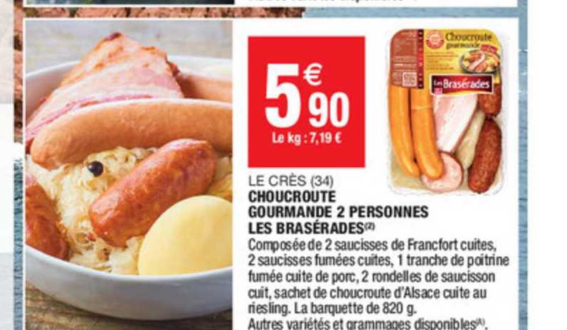 le crès choucroute gourmande 2 personnes les brasérades