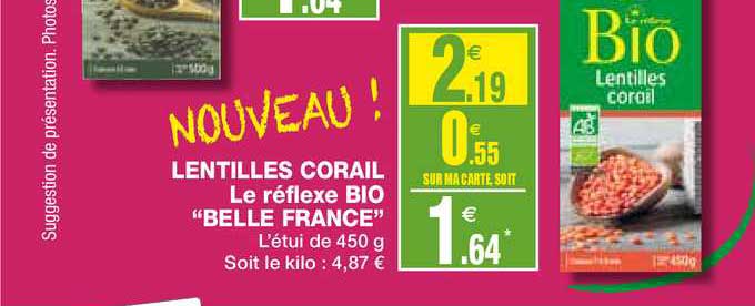 lentilles corail le réflexe bio belle france