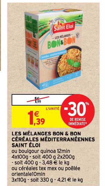 Les Mélanges Bon & Bon Céréales Méditerranéennes Saint éloi -30% Remise Immédiate