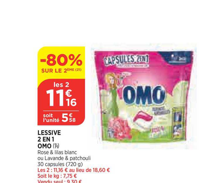 Lessive 2 En 1 Omo -80% Sur Le 2ème