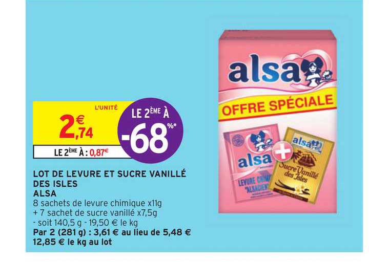lot de levure et sucre vanillé des isles alsa le 2ème à -68%
