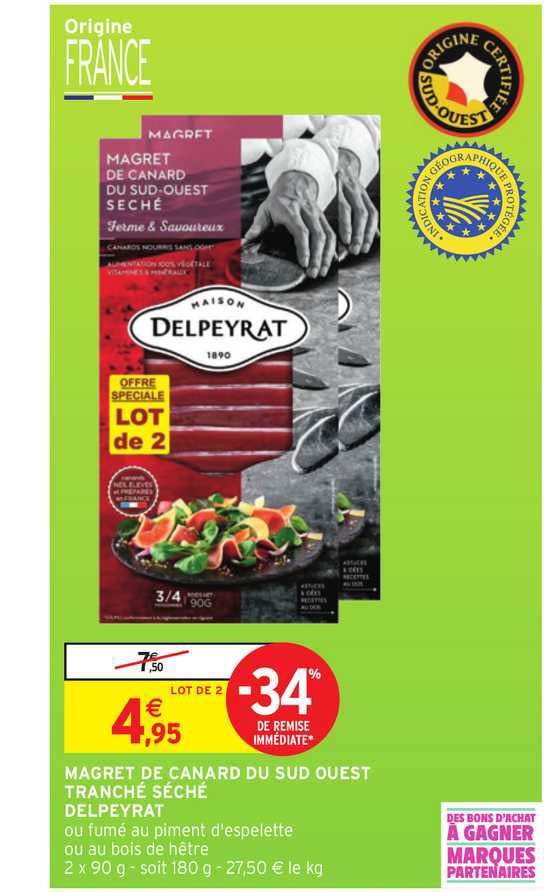 Magret De Canard Du Sud Ouest Tranché Séché Delpeyrat -34% Remise Immédiate