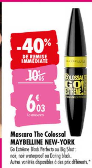 mascara the colossal maybelline new york -40% de remise immédiate