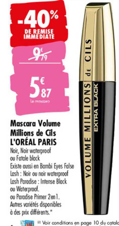 mascara volume millions de cils l'oréal paris -40% de remise immédiate