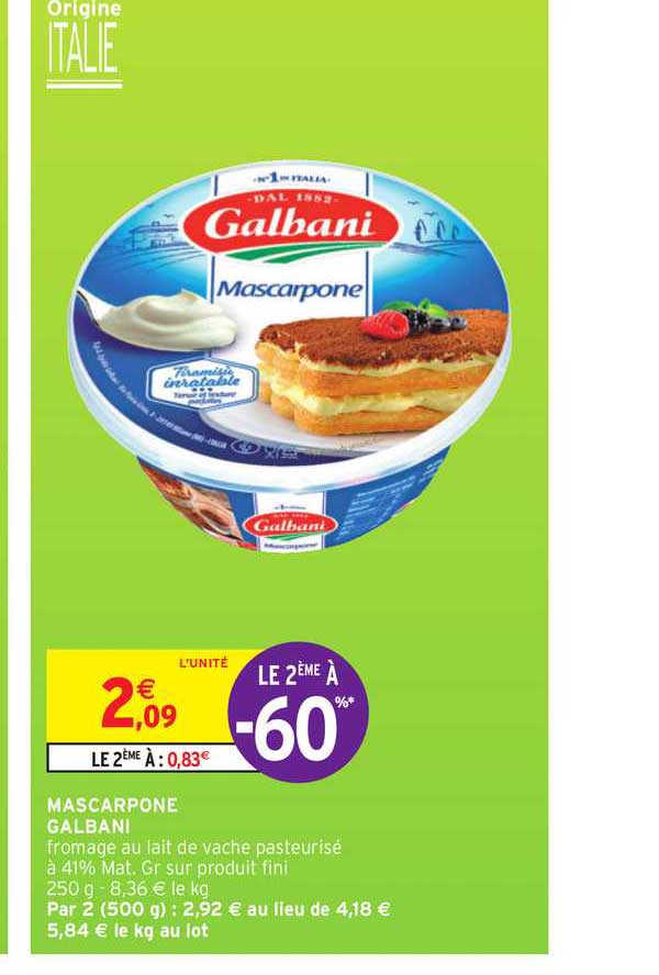 Mascarpone Galbani Le 2ème à -60%