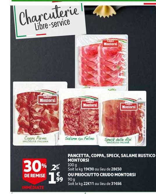 pancetta coppa speck salame rustico montorsi 30% remise immédiate