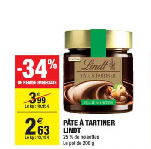 Pâte à Tartiner Lindt -34% Remise Immédiate