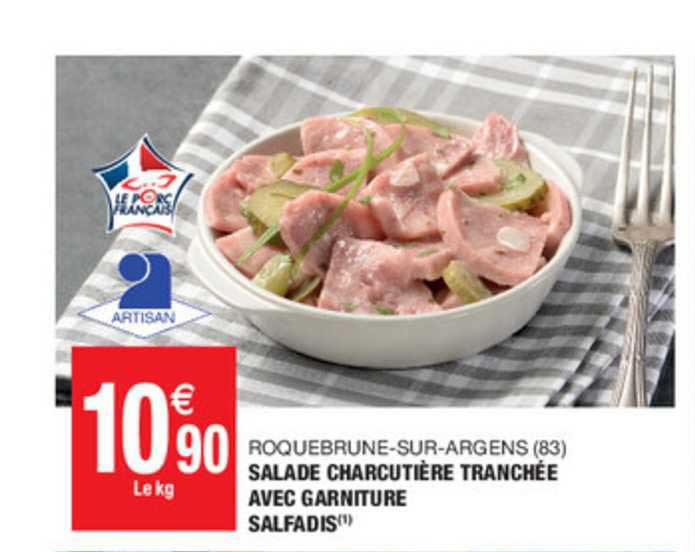roquebrune sur argens (83) salade charcutière tranchée avec garniture salfadis