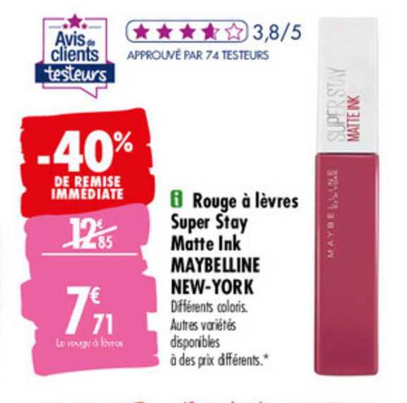 rouge à lèvres super stay matte ink maybelline new york -40% de remise immédiate