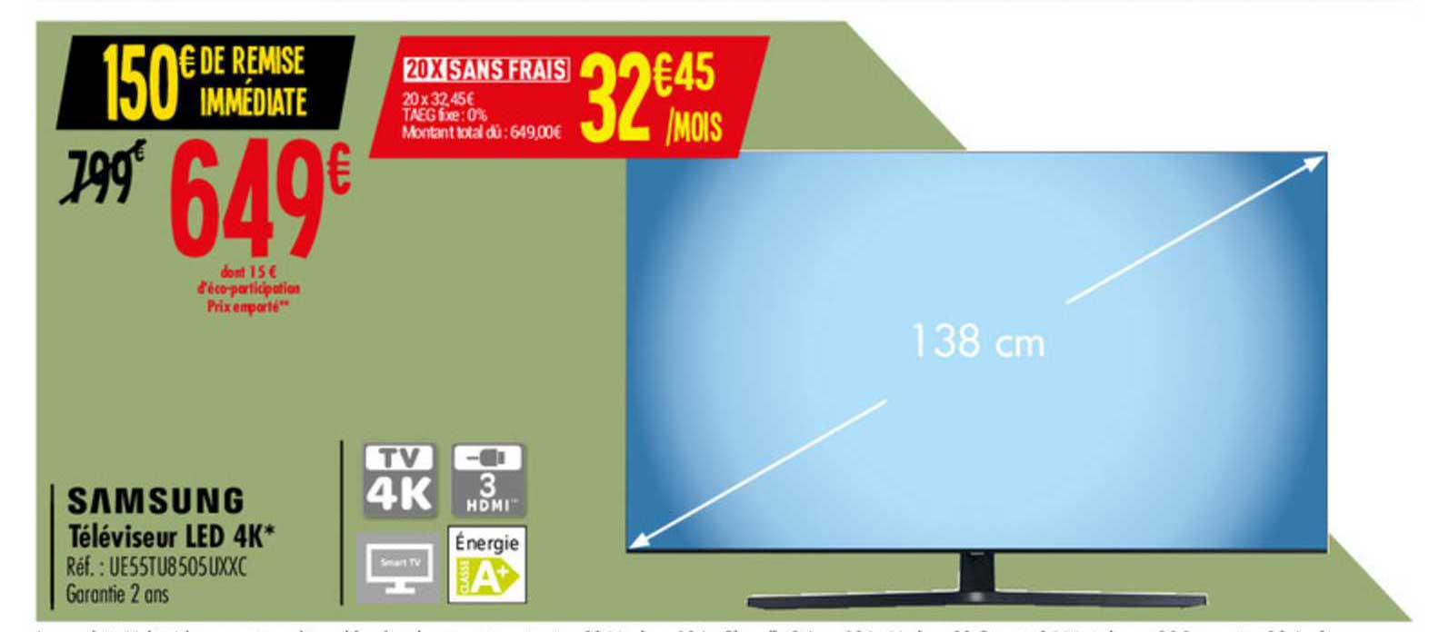 Samsung Téléviseur Led 4k Ue55tu8505uxxc