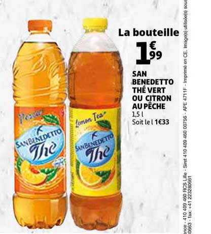 san benedetto thé vert ou citron au pêche