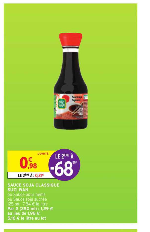 Sauce Soja Classique Suzi Wan Le 2ème à -68%