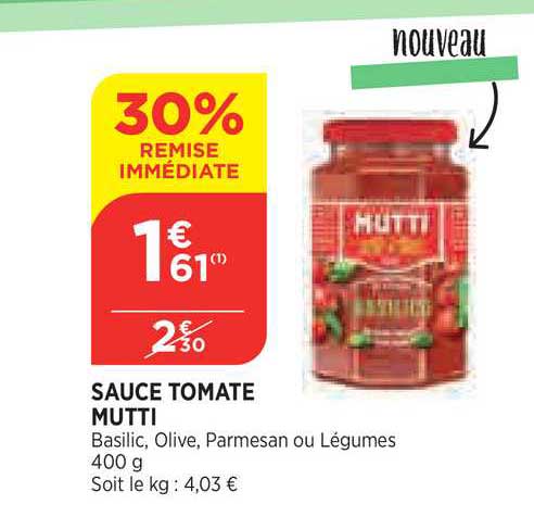 Sauce Tomate Mutti 30% De Remise Immédiate