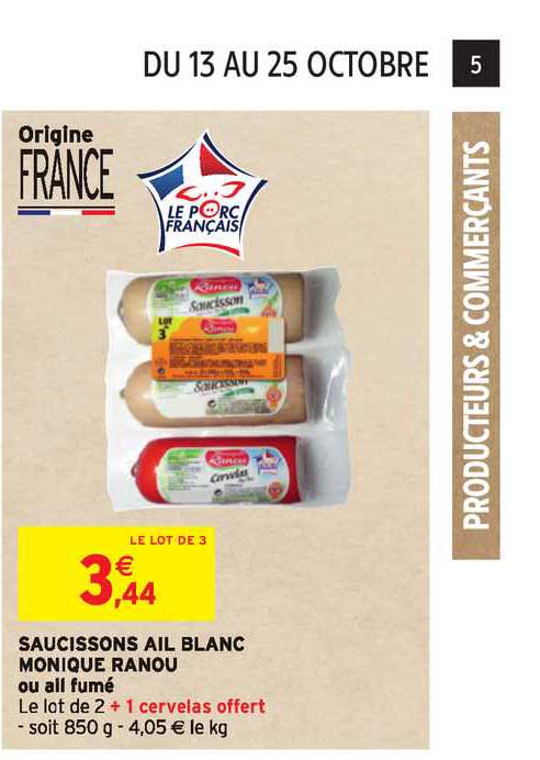 saucissons ail blanc monique ranou