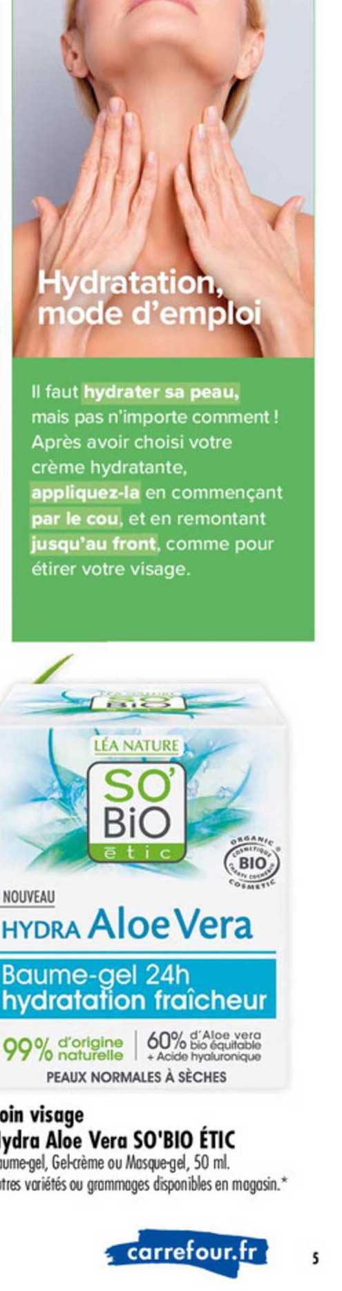 soin visage hydra aloe vera so'bio étic