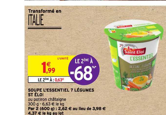 soupe l'essentiel 7 légumes st éloi le 2ème à -68%