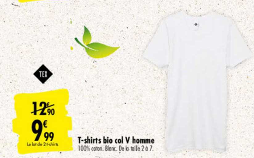 t shirts bio col v homme