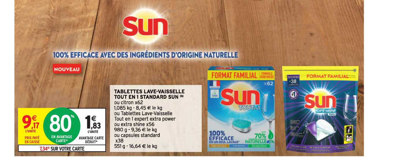 tablettes lave vaisselle tout en 1 standard sun