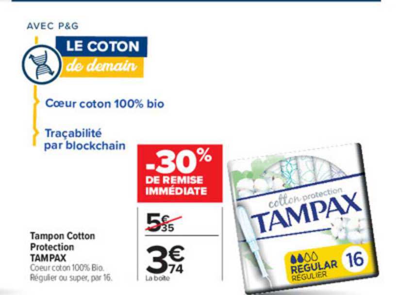 tampon cotton protection tampax -30% de remise immédiate