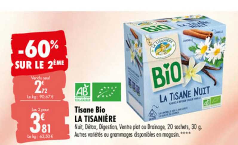 Tisane Bio La Tisanière -60% Sur Le 2ème