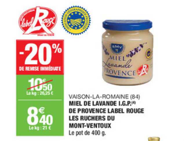 vaison la romaine (84) miel de lavande i.g.p. de provence label rouge le ruchers du mont ventoux -20% de remise immédiate