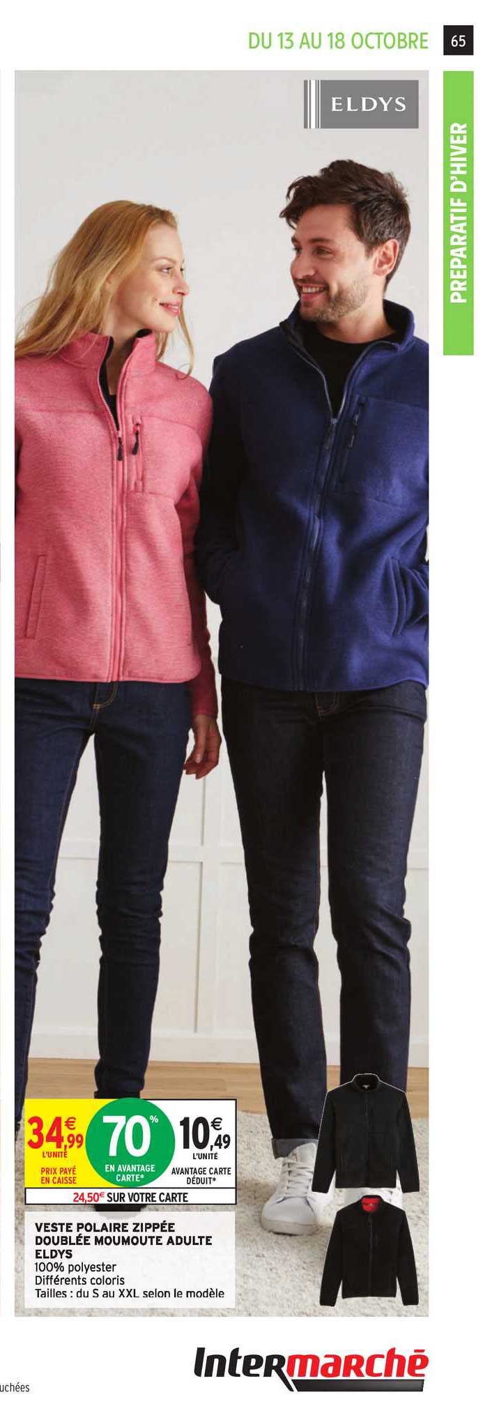 Veste Polaire Zippée Doublé Moumoute Adulte Eldys