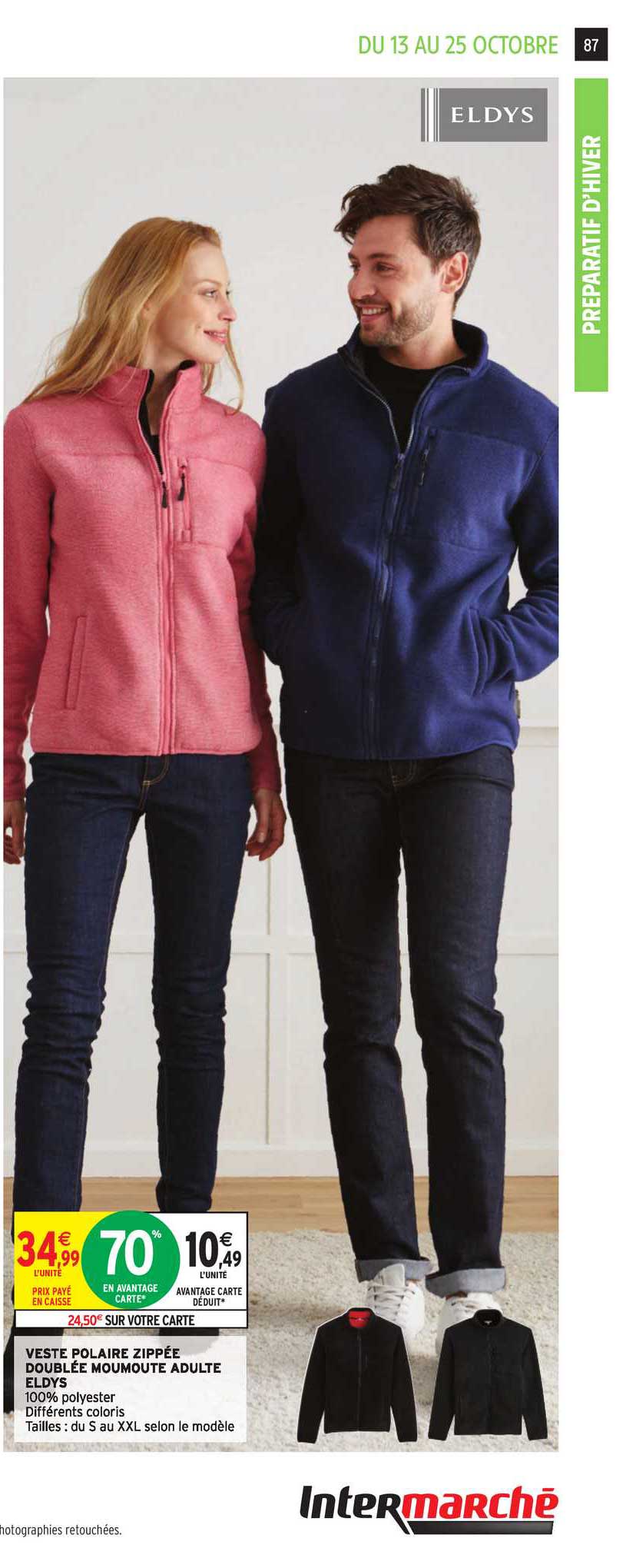 veste polaire zippée doublé moumoute adulte eldys